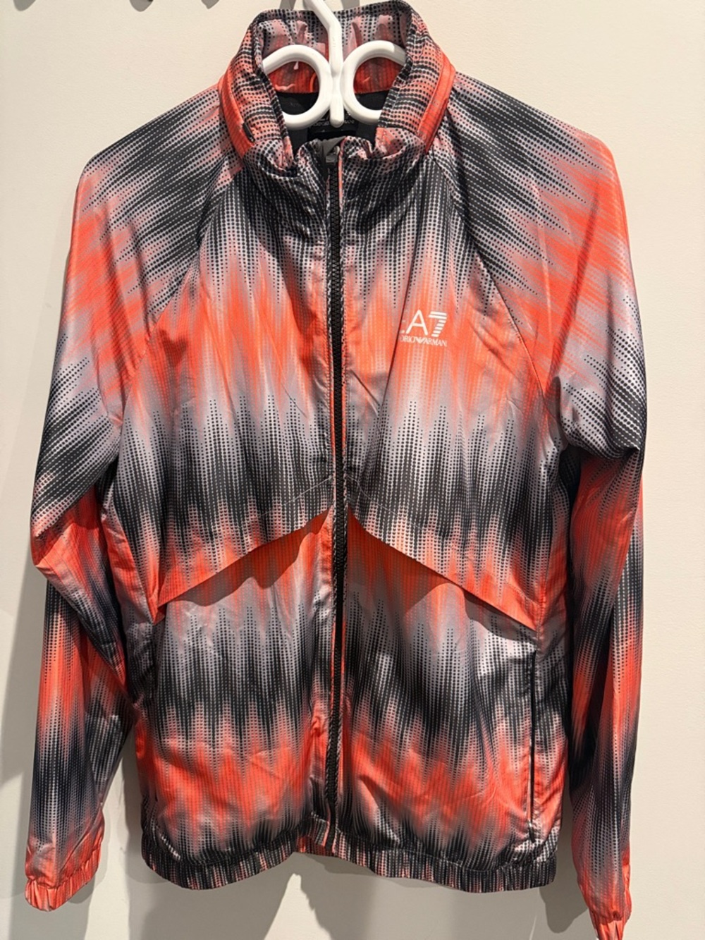 Emporio Armani Coral, Black & White Patterned Track Jacket